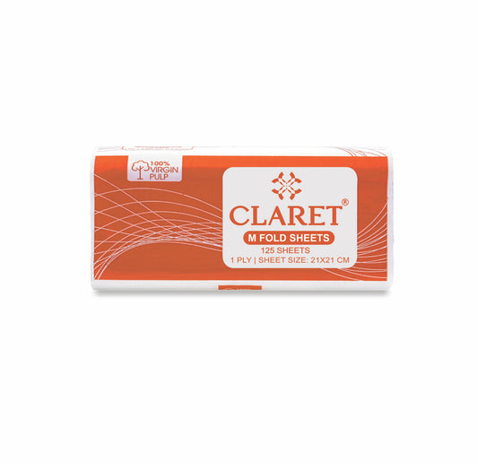 Claret 1 Ply M-Fold Sheet - 125 Sheets