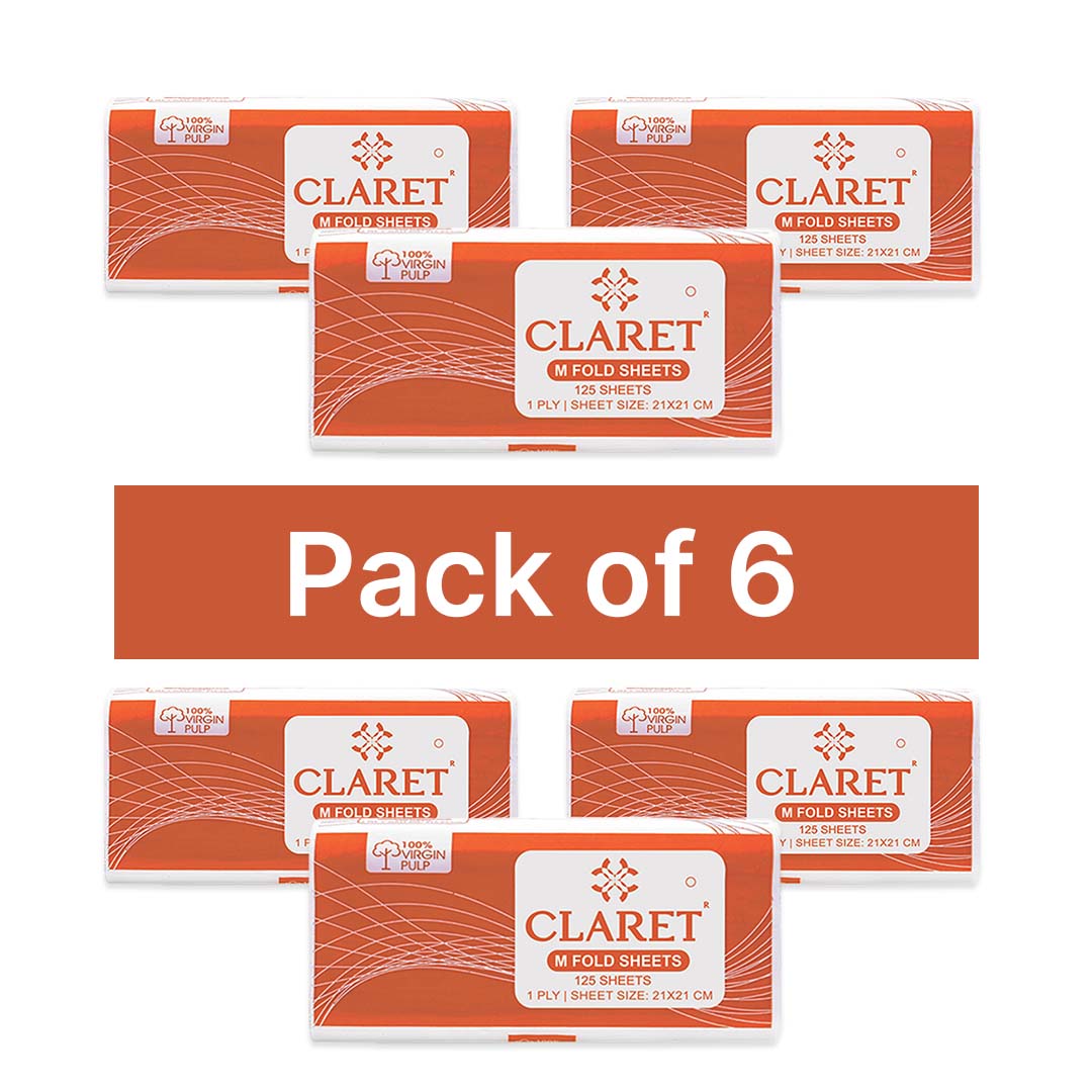 Claret 1 Ply M-Fold Sheet - 125 Sheets