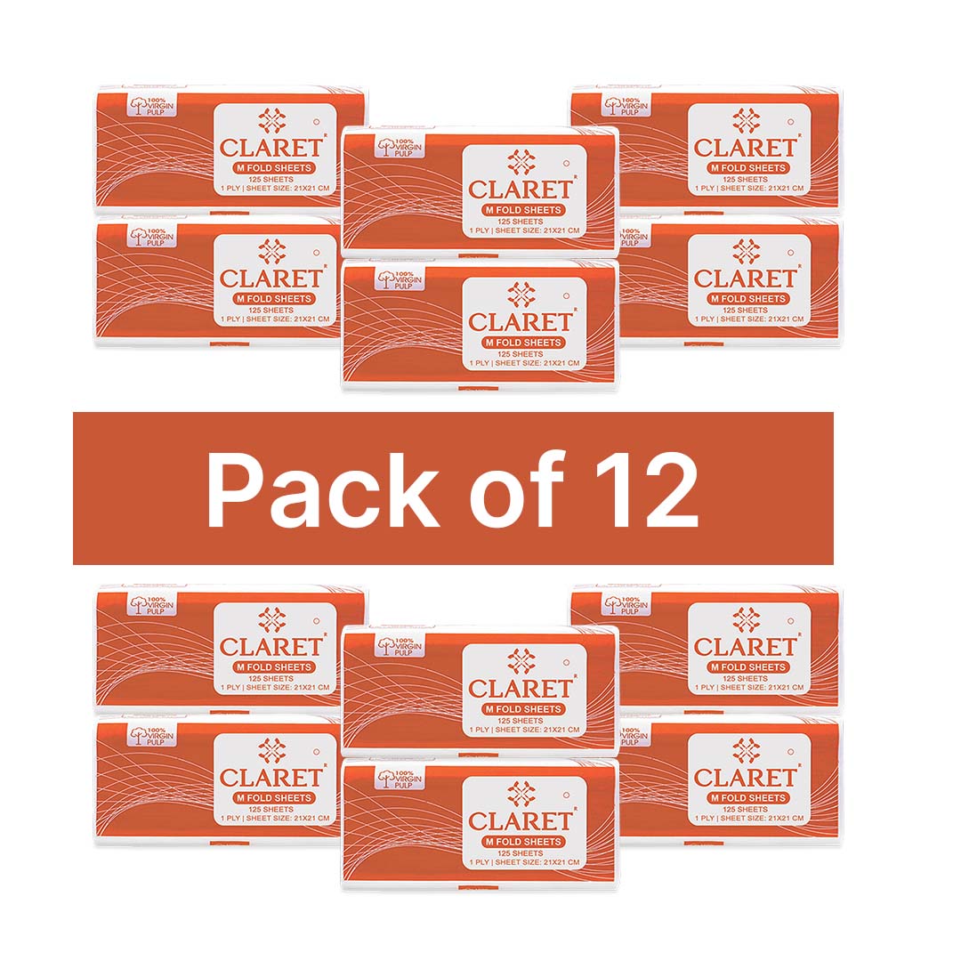 Claret 1 Ply M-Fold Sheet - 125 Sheets