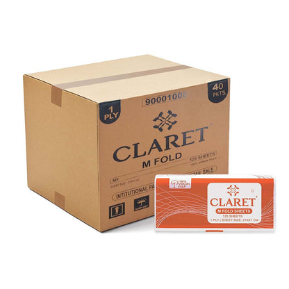 Claret 1 Ply M-Fold Sheet - 125 Sheets