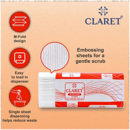 Claret 1 Ply M-Fold Sheet - 125 Sheets