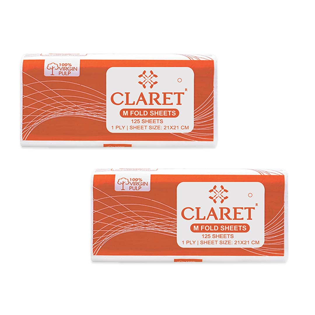Claret 1 Ply M-Fold Sheet - 125 Sheets