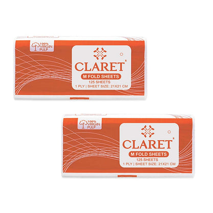 Claret 1 Ply M-Fold Sheet - 125 Sheets