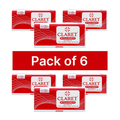 Claret 1 Ply M-Fold Sheet - 150 Sheets