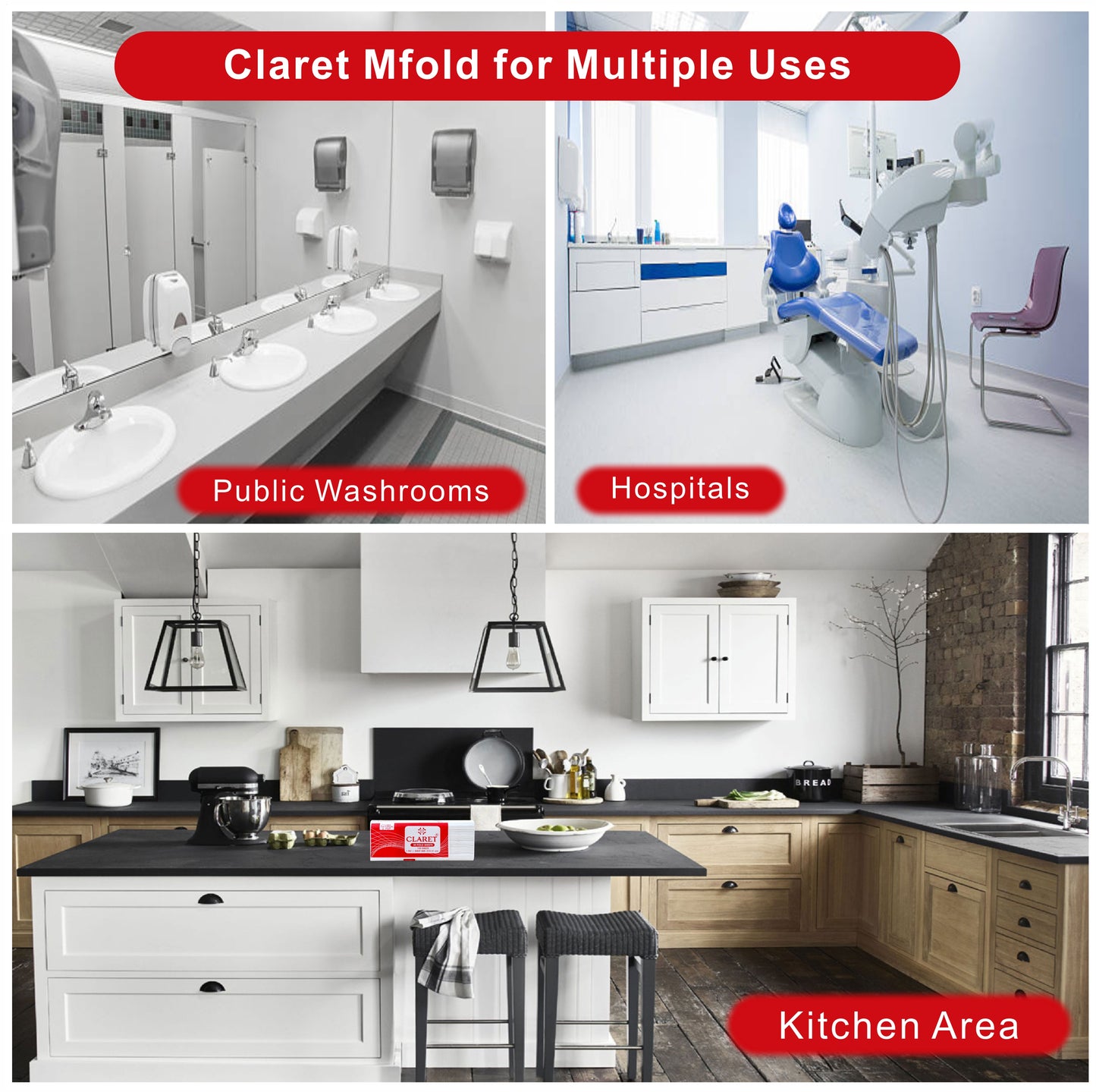 Claret 1 Ply M-Fold Sheet - 150 Sheets