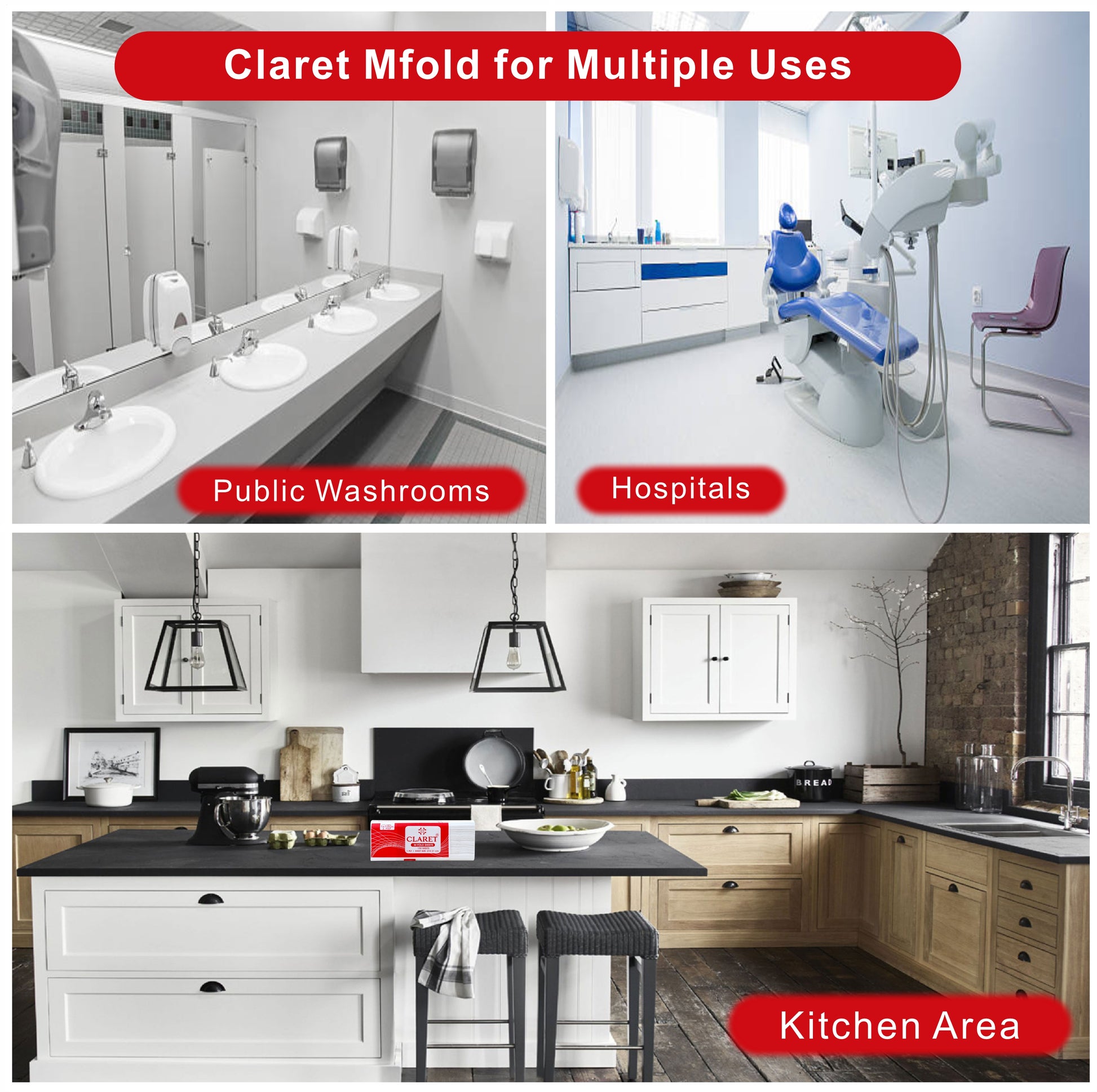 Claret 1 Ply M-Fold Sheet - 150 Sheets