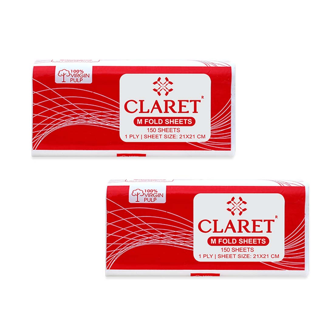 Claret 1 Ply M-Fold Sheet - 150 Sheets