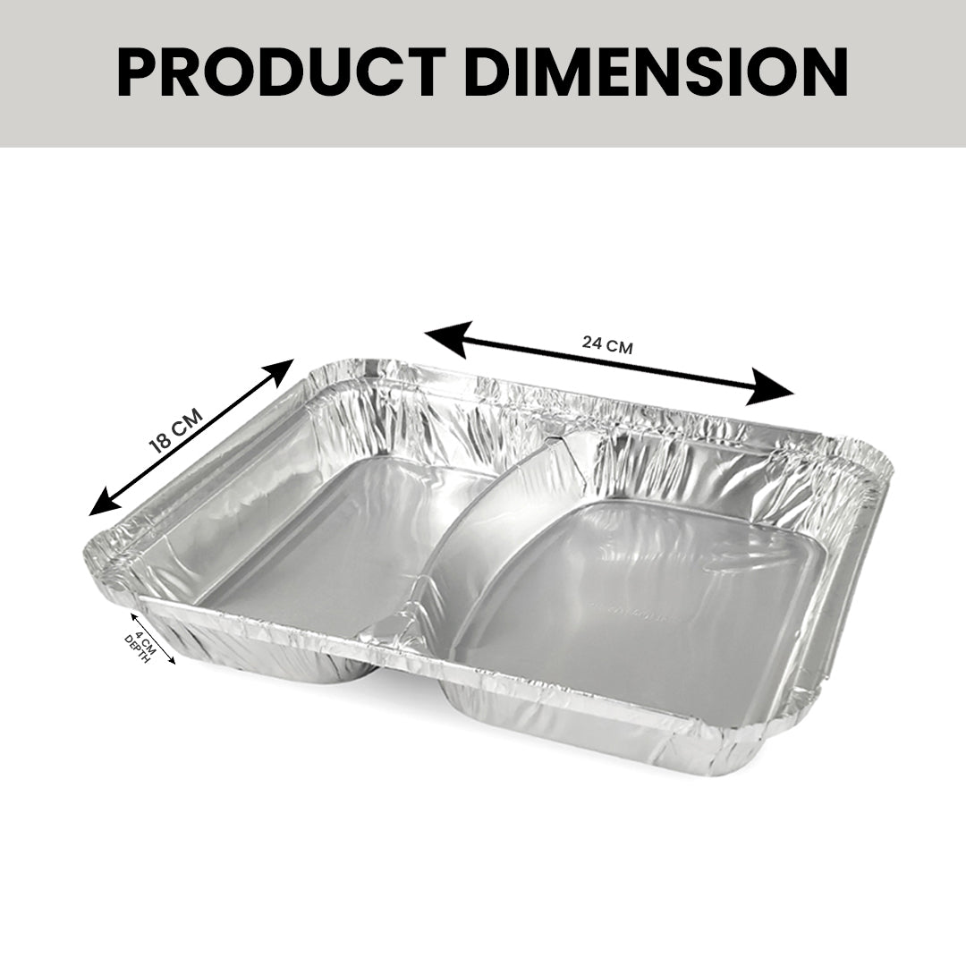 Claret Aluminium Food Container | 2 Compartment | 820 ml