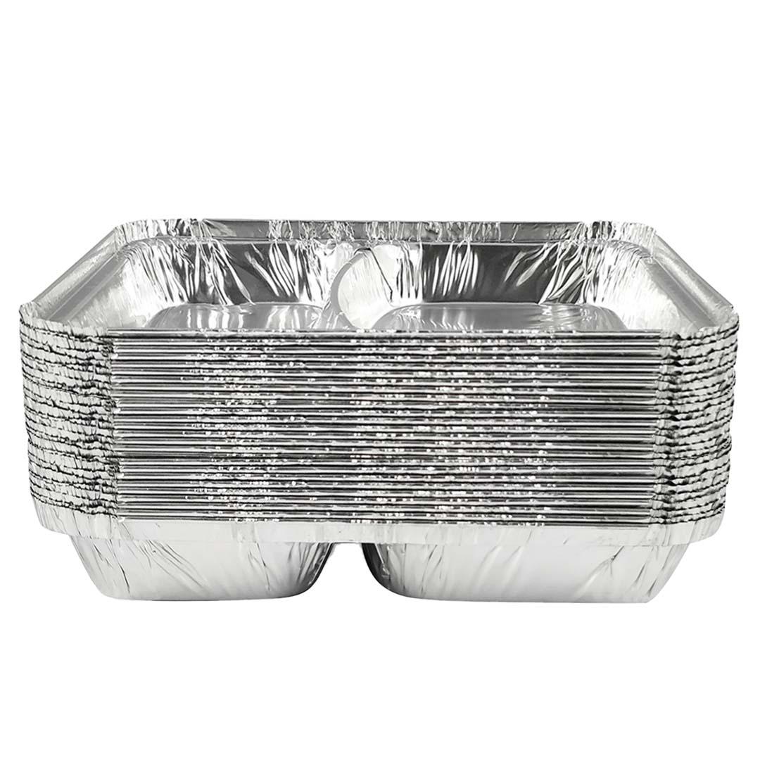 Claret Aluminium Food Container | 2 Compartment | 820 ml