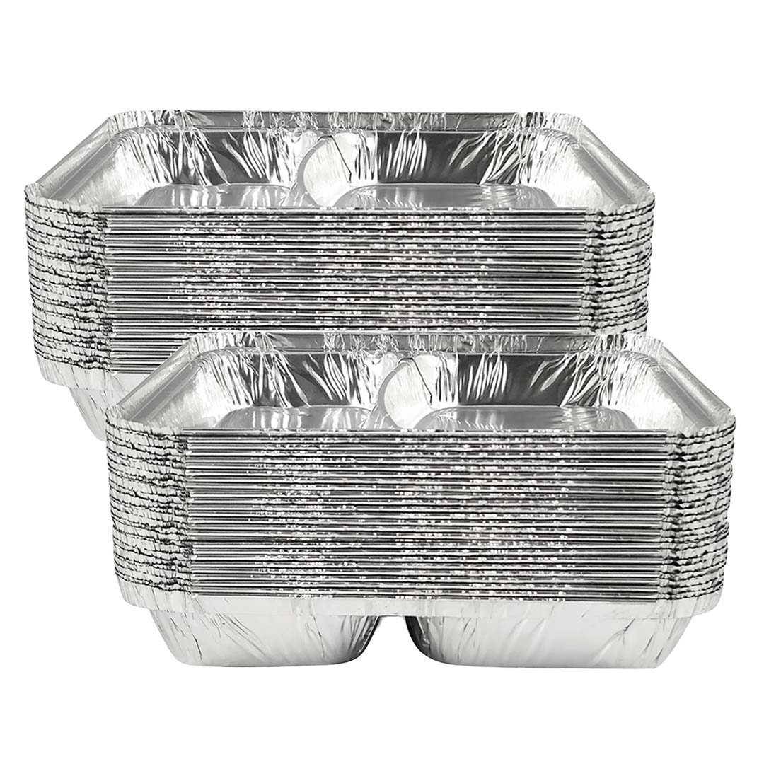 Claret Aluminium Food Container | 2 Compartment | 820 ml