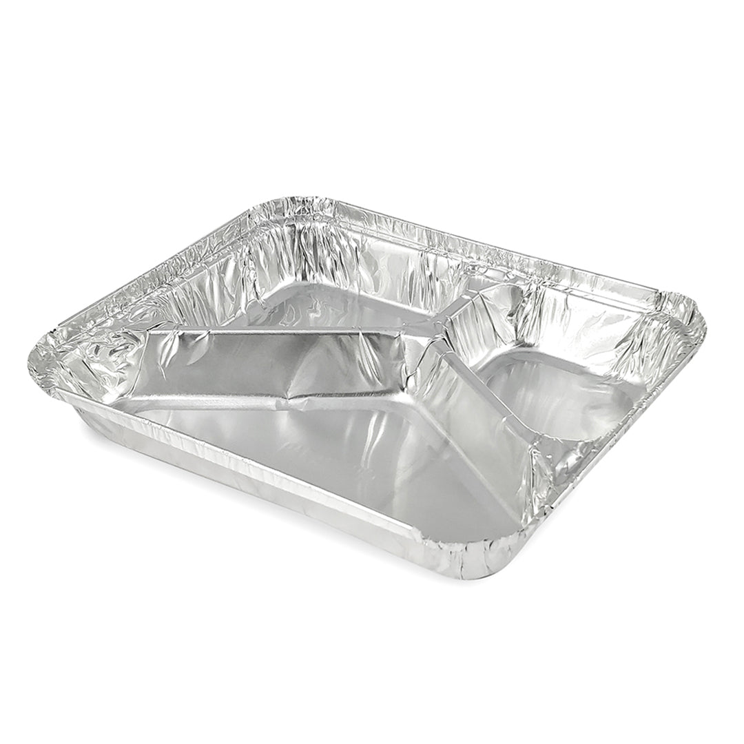 Claret Aluminium Food Container | 3 Compartment | 820 ml