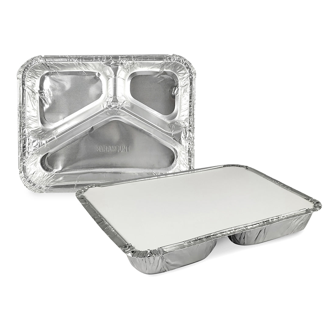 Claret Aluminium Food Container | 3 Compartment | 820 ml