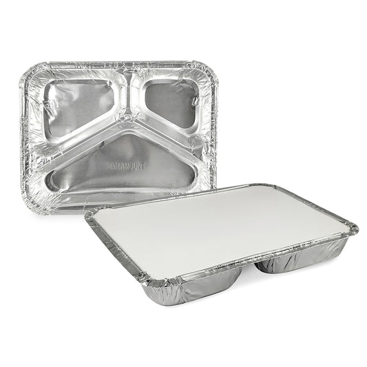 Claret Aluminium Food Container | 3 Compartment | 820 ml