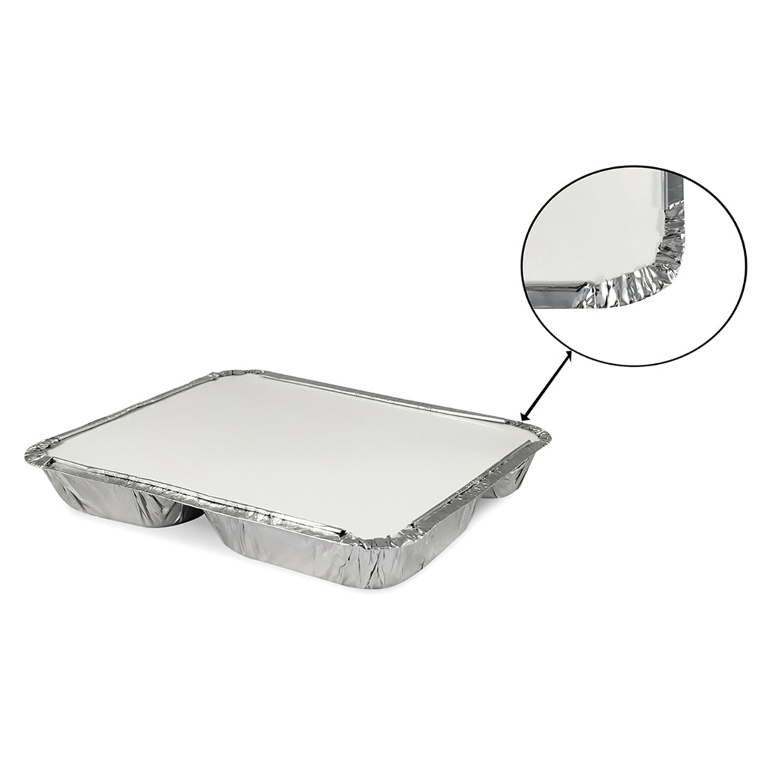 Claret Aluminium Food Container | 3 Compartment | 820 ml