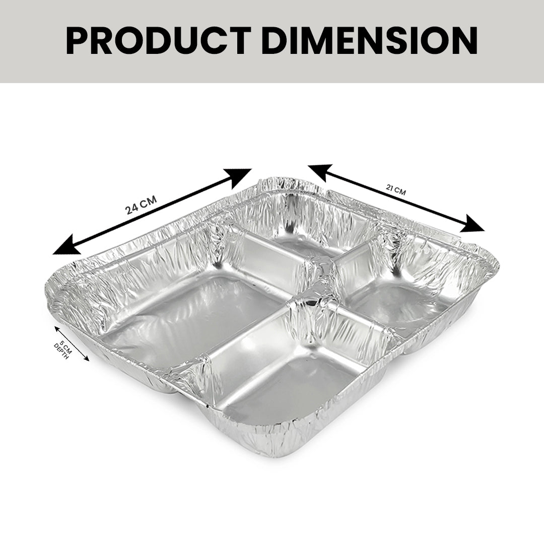 Claret Aluminium Food Container | 4 Premium Compartment | 1200 ml