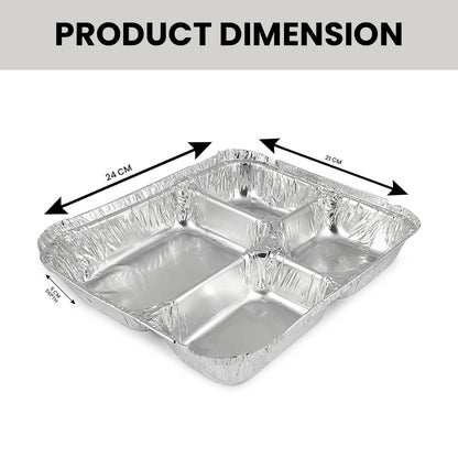 Claret Aluminium Food Container | 4 Premium Compartment | 1200 ml