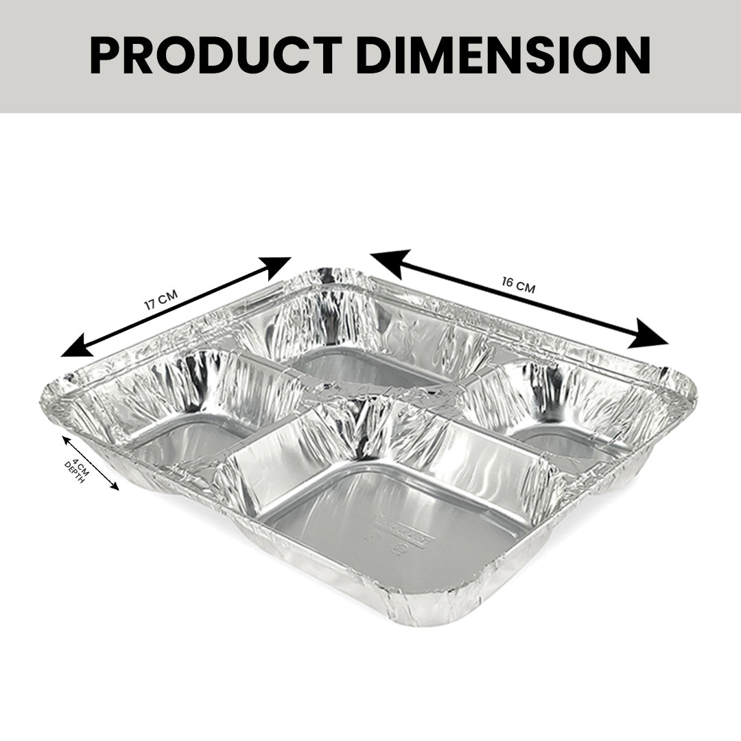 Claret Aluminium Food Container | 4 Regular Compartment | 700 ml