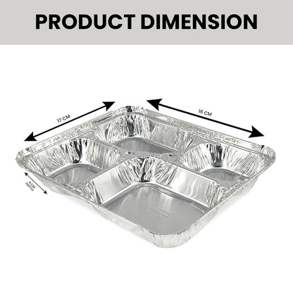 Claret Aluminium Food Container | 4 Regular Compartment | 700 ml