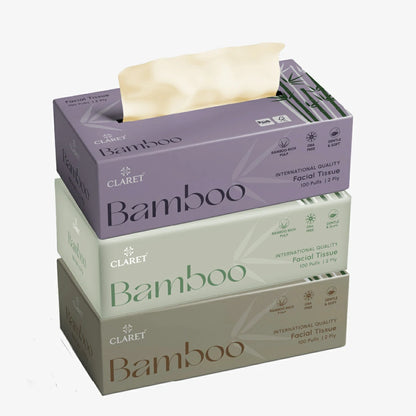 Claret Bamboo Facial Tissue 2 Ply 100 Pulls (Assorted)