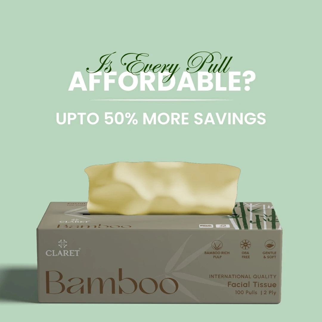 Claret Bamboo Facial Tissue 2 Ply 100 Pulls (Assorted)