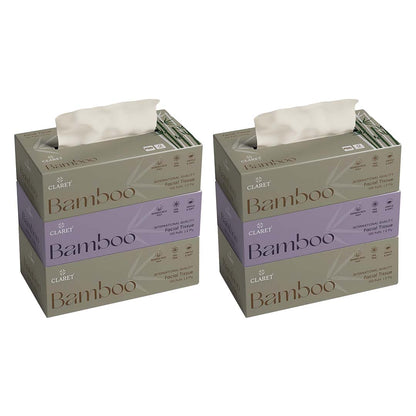 Claret Bamboo Facial Tissue 2 Ply 100 Pulls (Assorted)