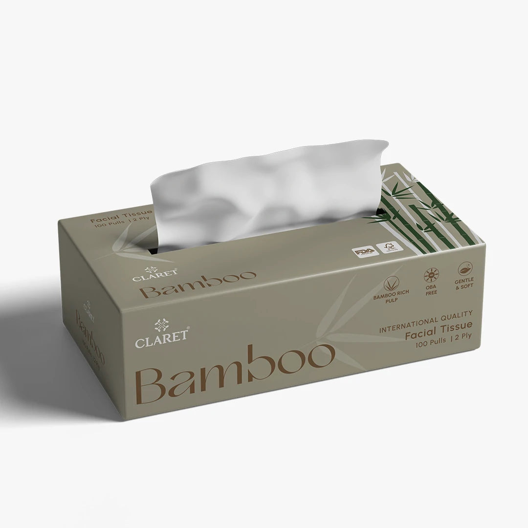 Claret Bamboo Facial Tissue 2 Ply 100 Pulls (Assorted)