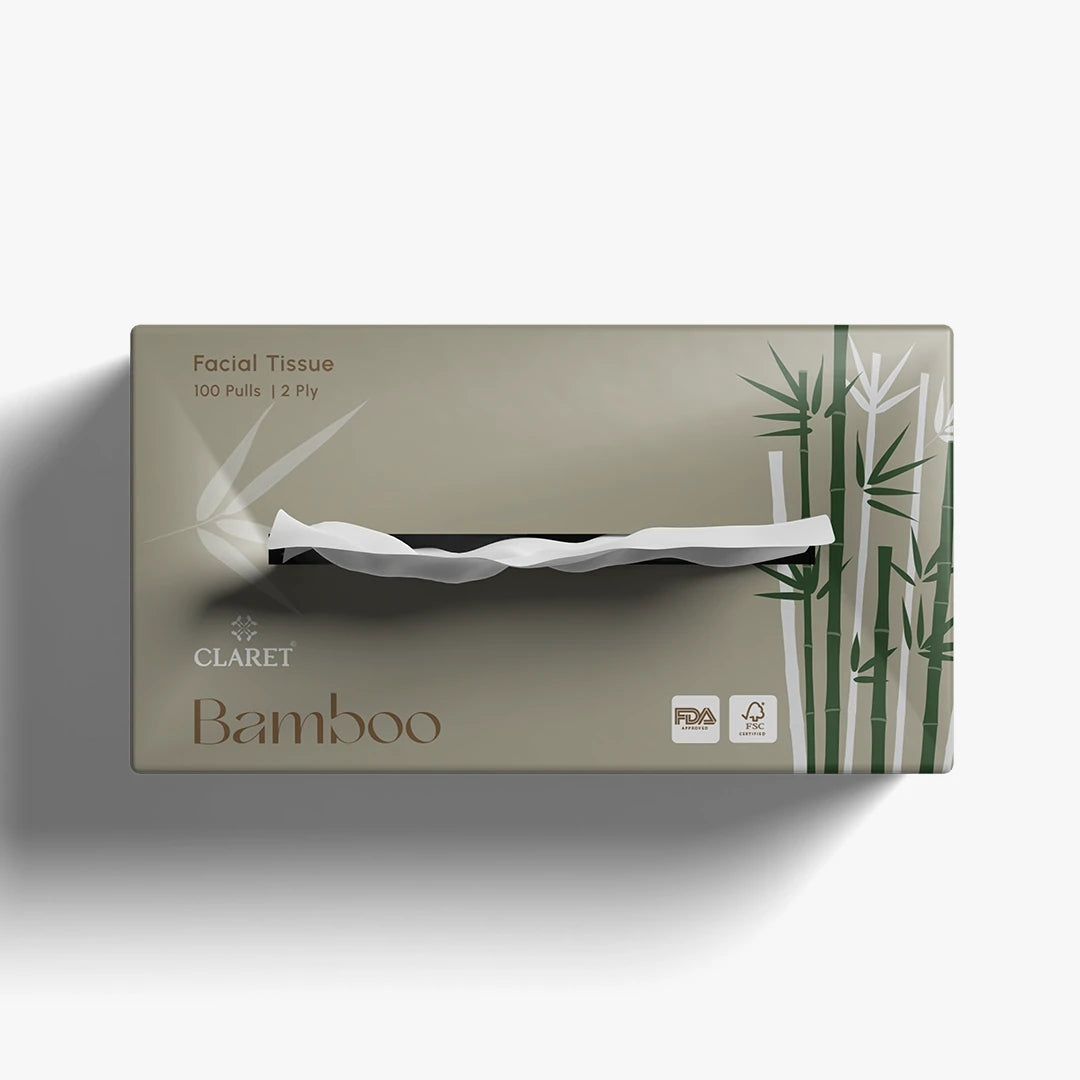 Claret Bamboo Facial Tissue 2 Ply 100 Pulls (Assorted)