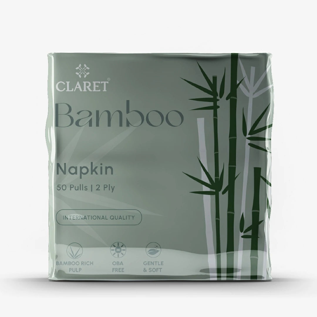 Claret Bamboo Napkin Single 2 Ply 50 Pulls - 30 x 30cm