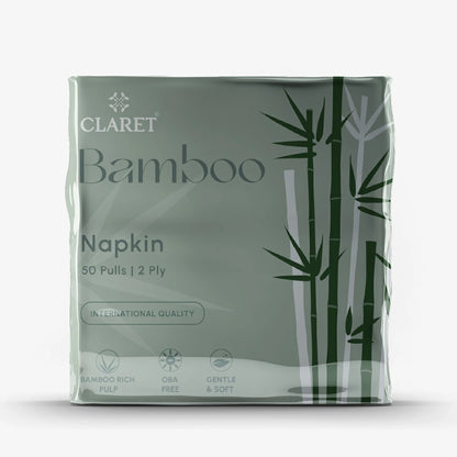 Claret Bamboo Napkin Single 2 Ply 50 Pulls - 30 x 30cm