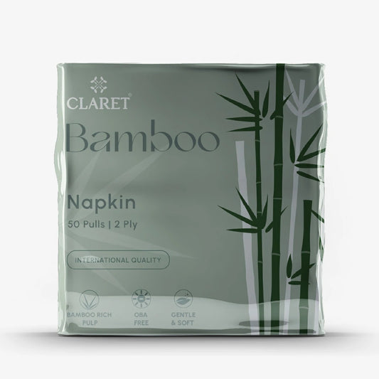 Claret Bamboo Napkin Single 2 Ply 50 Pulls - 30 x 30cm