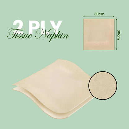 Claret Bamboo Napkin Single 2 Ply 50 Pulls - 30 x 30cm