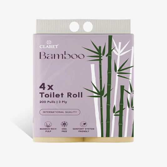 Claret Bamboo Toilet Rolls 4 in 1 Combo 3 Ply 200 Pulls