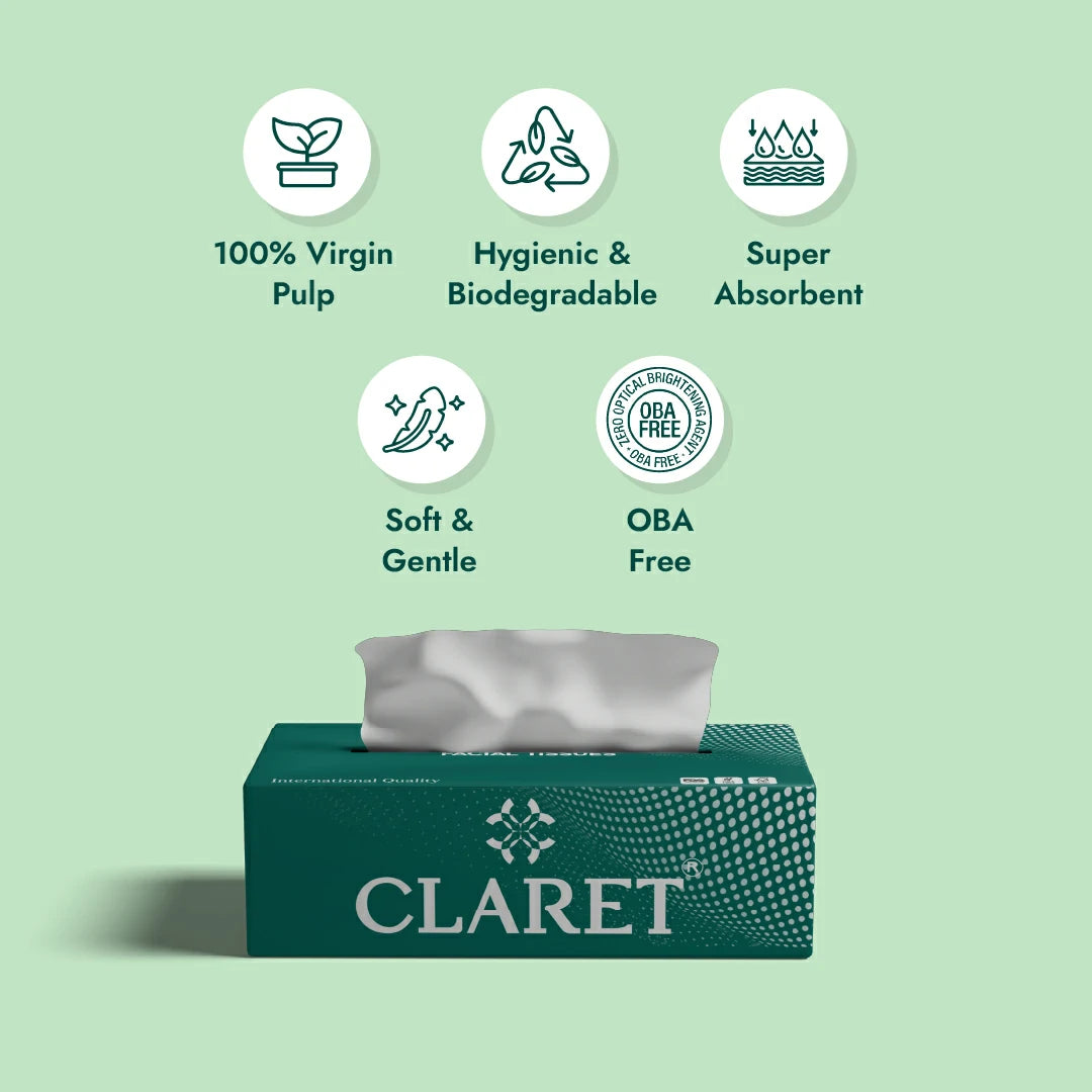 Claret Facial Tissue 4 in 1 Combo 2 Ply 100 Pulls (Assorted)