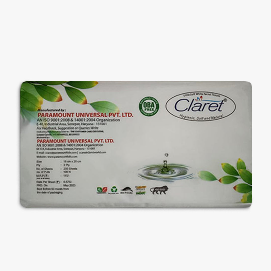 Claret Facial Tissue Soft 2 Ply 100 Pulls