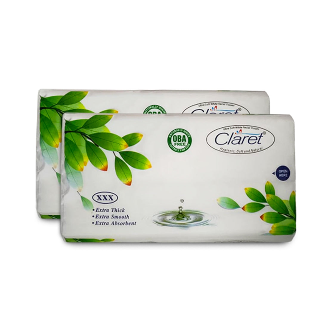 Claret Facial Tissue Soft 2 Ply 100 Pulls
