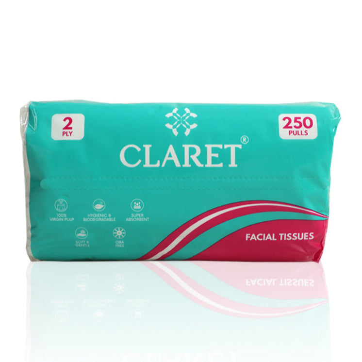 Claret Facial Tissue Soft 2 Ply 250 Pulls (Assorted)