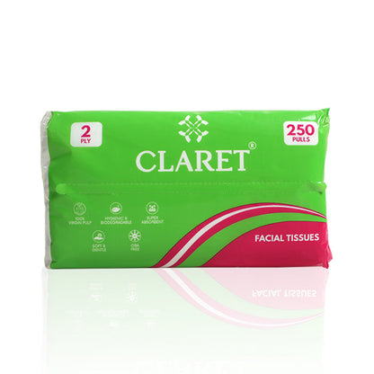 Claret Facial Tissue Soft 2 Ply 250 Pulls (Assorted)