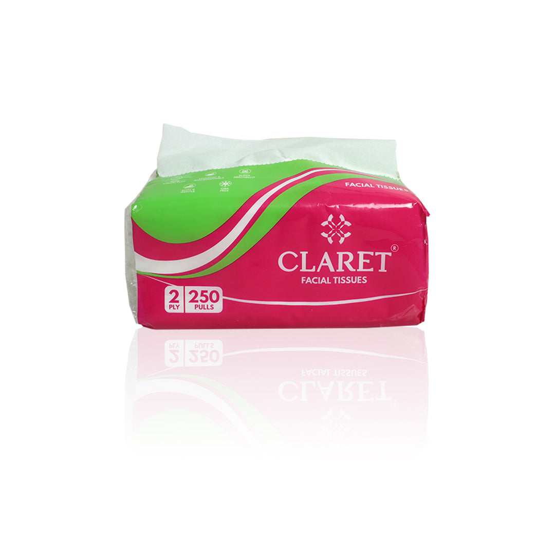 Claret Facial Tissue Soft 2 Ply 250 Pulls (Assorted)