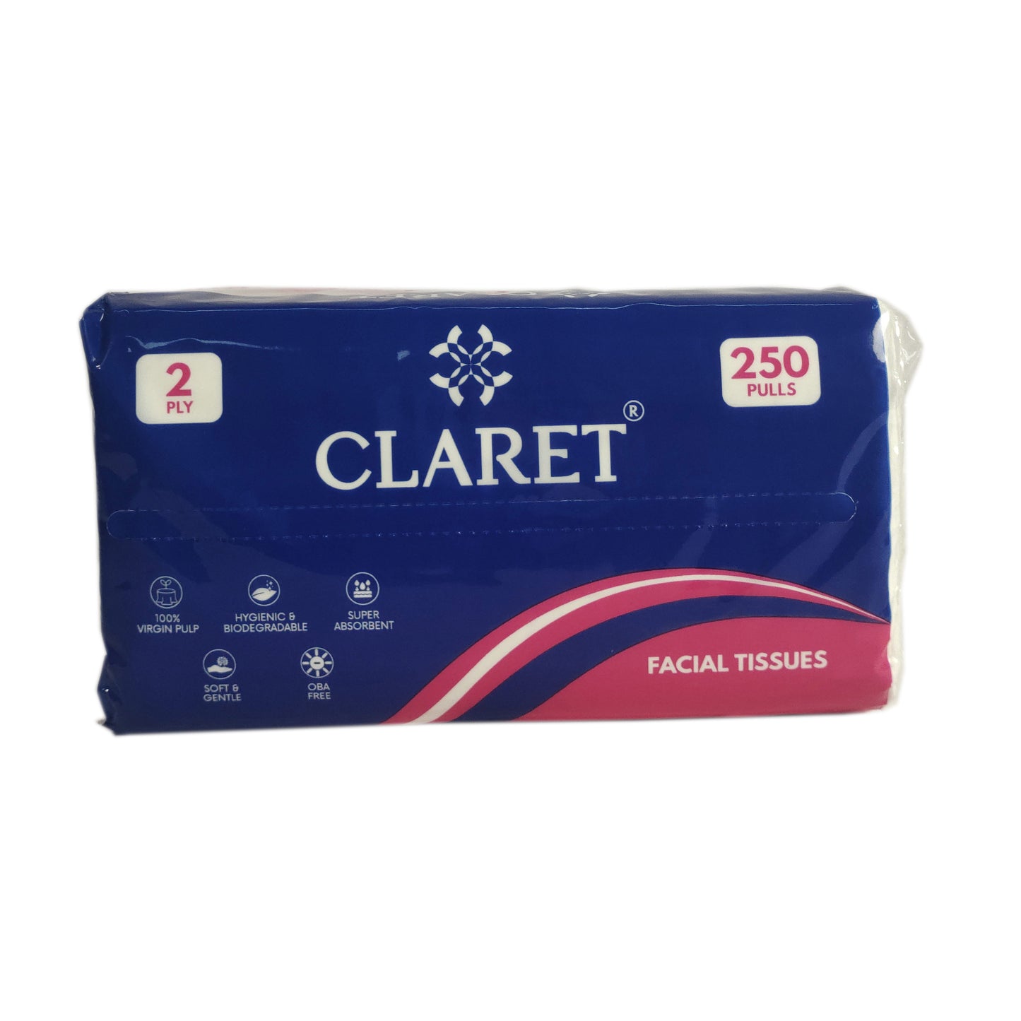 Claret Facial Tissue Soft 2 Ply 250 Pulls (Assorted)
