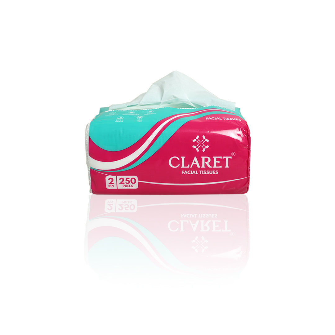 Claret Facial Tissue Soft 2 Ply 250 Pulls (Assorted)