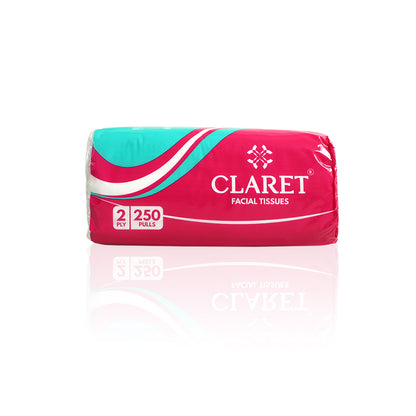 Claret Facial Tissue Soft 2 Ply 250 Pulls (Assorted)