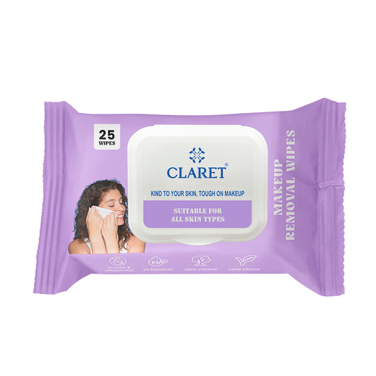 Claret Gentle Makeup Removal Wet Wipes | 25 Wipes