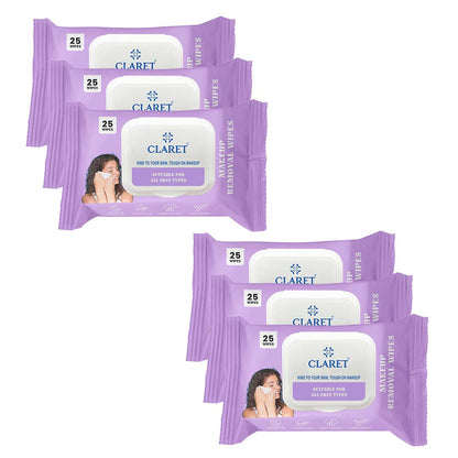 Claret Gentle Makeup Removal Wet Wipes | 25 Wipes
