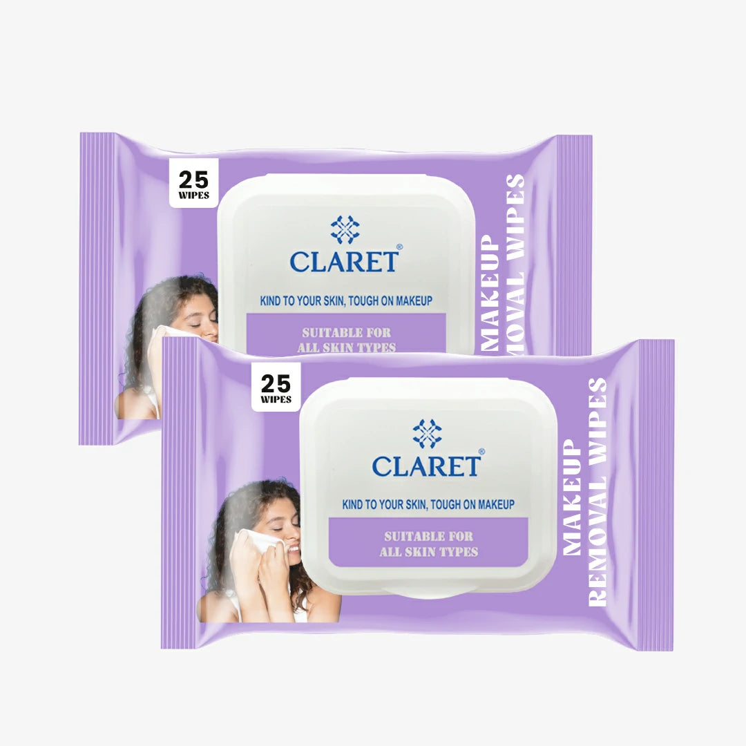 Claret Gentle Makeup Removal Wet Wipes | 25 Wipes