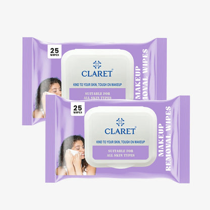 Claret Gentle Makeup Removal Wet Wipes | 25 Wipes