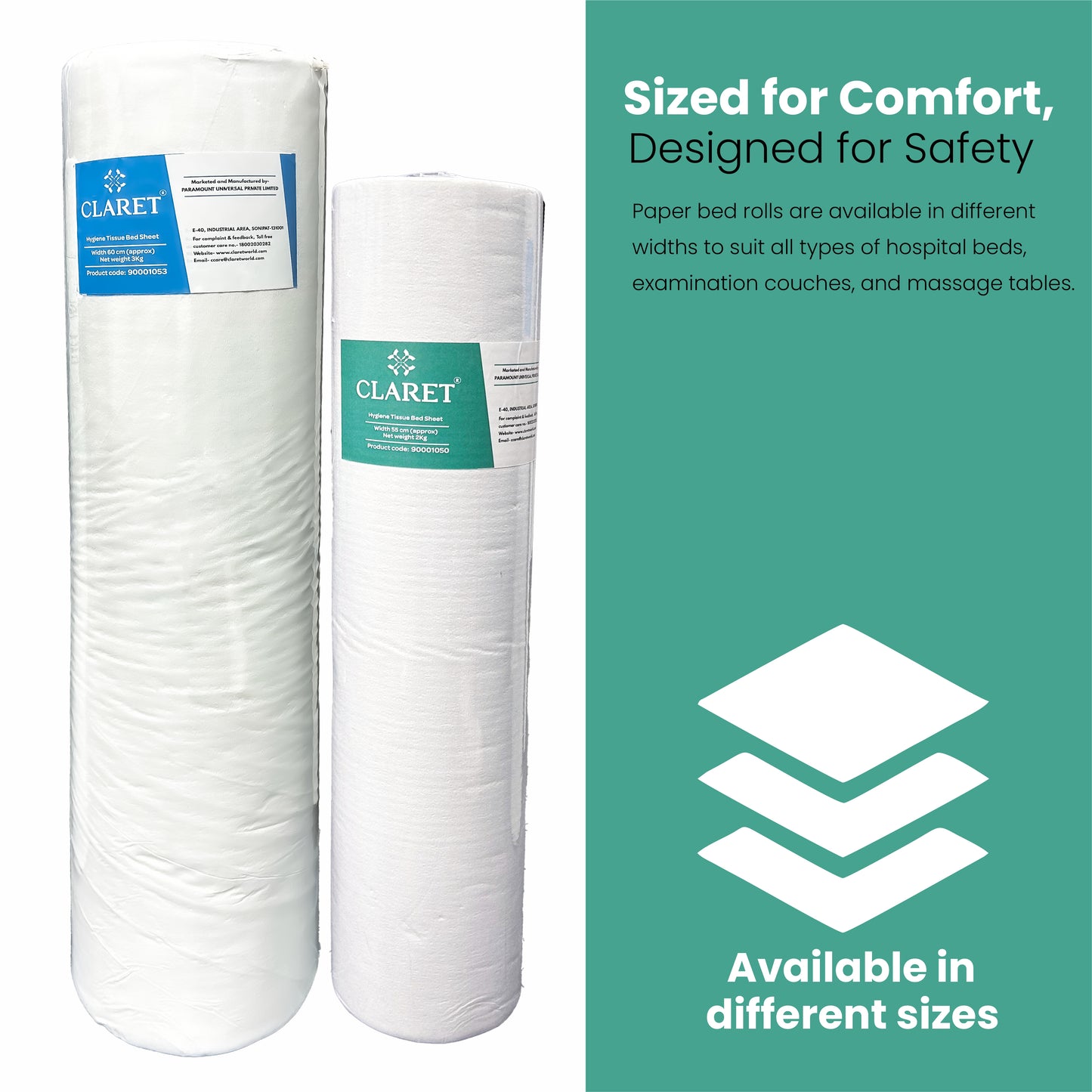 Claret Hygiene Tissue Bed Sheet Roll | 60cm