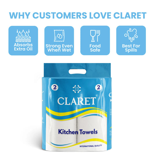 Claret Kitchen Towel 2 in 1 Combo 2 Ply 60 Pulls