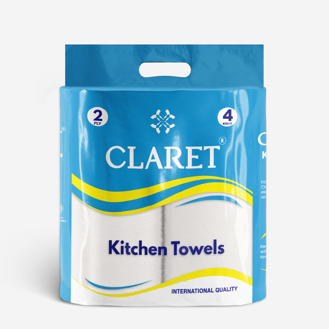 Claret Kitchen Towel 4 in 1 Combo 2 Ply (60 Pulls Per Roll, 240 Pulls)