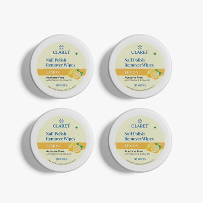 Claret Nail Polish Remover Wipes | Lemon | 30 Wipes