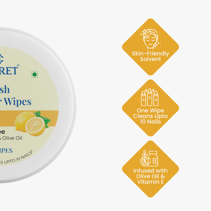 Claret Nail Polish Remover Wipes | Lemon | 30 Wipes